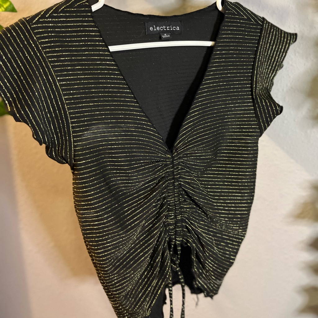 Pull String Sparkly Crop Top